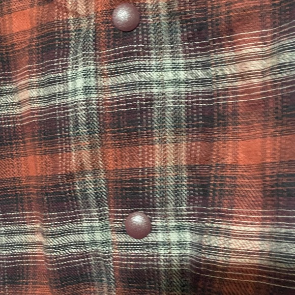 UNDERARMOUR MENS SIZE XL RUST BLACK FLANNEL SHIRT SNAP BUTTONS  GOOD CONDITION - Picture 7 of 11